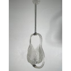 ANTICO LAMPADARIO BAROVIER & TOSO ANNI 40 VETRO MURANO FOGLIE TRASPARENTI OTTONE