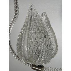 ANTICO LAMPADARIO BAROVIER & TOSO ANNI 40 VETRO MURANO FOGLIE TRASPARENTI OTTONE