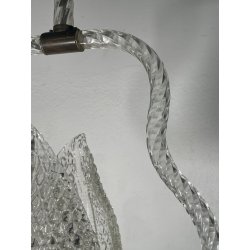 ANTICO LAMPADARIO BAROVIER & TOSO ANNI 40 VETRO MURANO FOGLIE TRASPARENTI OTTONE