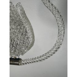 ANTICO LAMPADARIO BAROVIER & TOSO ANNI 40 VETRO MURANO FOGLIE TRASPARENTI OTTONE