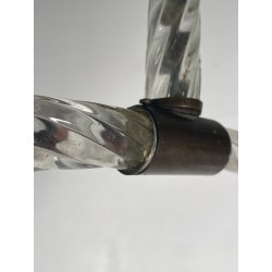 ANTICO LAMPADARIO BAROVIER & TOSO ANNI 40 VETRO MURANO FOGLIE TRASPARENTI OTTONE