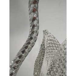 ANTICO LAMPADARIO BAROVIER & TOSO ANNI 40 VETRO MURANO FOGLIE TRASPARENTI OTTONE