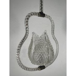 ANTICO LAMPADARIO BAROVIER & TOSO ANNI 40 VETRO MURANO FOGLIE TRASPARENTI OTTONE