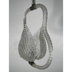 ANTICO LAMPADARIO BAROVIER & TOSO ANNI 40 VETRO MURANO FOGLIE TRASPARENTI OTTONE
