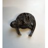 ANTICO CALAMAIO in BRONZO testa FERRO di cavallo FERMACARTE scrivania primi '900