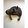 ANTICO CALAMAIO in BRONZO testa FERRO di cavallo FERMACARTE scrivania primi '900