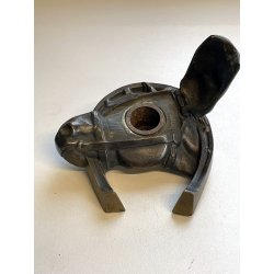 ANTICO CALAMAIO in BRONZO testa FERRO di cavallo FERMACARTE scrivania primi '900