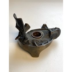 ANTICO CALAMAIO in BRONZO testa FERRO di cavallo FERMACARTE scrivania primi '900