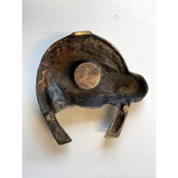 ANTICO CALAMAIO in BRONZO testa FERRO di cavallo FERMACARTE scrivania primi '900