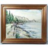QUADRO ACQUERELLO VILLA LAGO MAGGIORE BAVENO STRESA FIRMATO DIPINTO EPOCA 1979