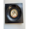 antica MINIATURA ritratto femminile CORNICE EBANIZZATA stile IMPERO dipinta FIRMA