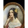 antica MINIATURA ritratto femminile CORNICE EBANIZZATA stile IMPERO dipinta FIRMA