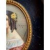 antica MINIATURA ritratto femminile CORNICE EBANIZZATA stile IMPERO dipinta FIRMA