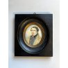 antica MINIATURA ritratto maschile CORNICE EBANIZZATA stile IMPERO dipinta 1800