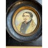 antica MINIATURA ritratto maschile CORNICE EBANIZZATA stile IMPERO dipinta 1800