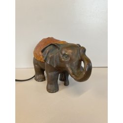 ABATJOUR VINTAGE BASE BRONZO ELEFANTE DECORAZIONE PASTA DI VETRO STILE TIFFANY
