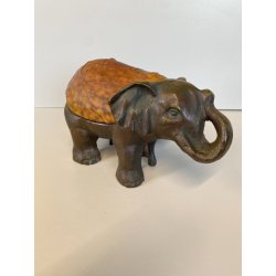 ABATJOUR VINTAGE BASE BRONZO ELEFANTE DECORAZIONE PASTA DI VETRO STILE TIFFANY