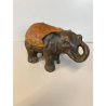 ABATJOUR VINTAGE BASE BRONZO ELEFANTE DECORAZIONE PASTA DI VETRO STILE TIFFANY