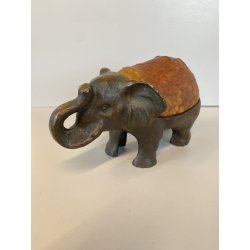 ABATJOUR VINTAGE BASE BRONZO ELEFANTE DECORAZIONE PASTA DI VETRO STILE TIFFANY