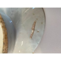 ANTICO PIATTINO LOBATO ALZATA PORCELLANA CINESE UCCELLINO RAMO PEONIA XIX sec