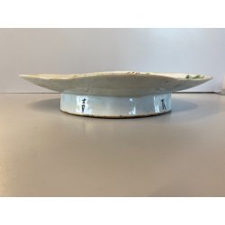 ANTICO PIATTINO LOBATO ALZATA PORCELLANA CINESE UCCELLINO RAMO PEONIA XIX sec