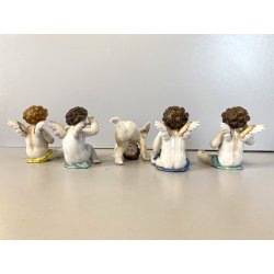 ALLEGORIA CINQUE SENSI PORCELLANA CAPODIMONTE FIGURE PUTTO CHERUBINI AMORINI '50