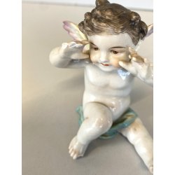 ALLEGORIA CINQUE SENSI PORCELLANA CAPODIMONTE FIGURE PUTTO CHERUBINI AMORINI '50