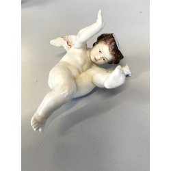 ALLEGORIA CINQUE SENSI PORCELLANA CAPODIMONTE FIGURE PUTTO CHERUBINI AMORINI '50