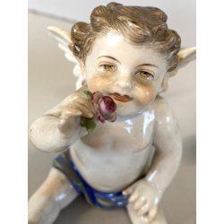 ALLEGORIA CINQUE SENSI PORCELLANA CAPODIMONTE FIGURE PUTTO CHERUBINI AMORINI '50