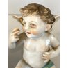 ALLEGORIA CINQUE SENSI PORCELLANA CAPODIMONTE FIGURE PUTTO CHERUBINI AMORINI '50