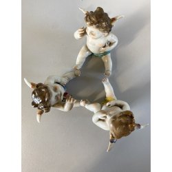 ALLEGORIA CINQUE SENSI PORCELLANA CAPODIMONTE FIGURE PUTTO CHERUBINI AMORINI '50
