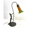 LAMPADA ABATJOUR OTTONE BRUNITO FIGURA DONNA PARALUME FLUTE STILE LIBERTY 48cm/h
