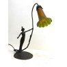 LAMPADA ABATJOUR OTTONE BRUNITO FIGURA DONNA PARALUME FLUTE STILE LIBERTY 48cm/h