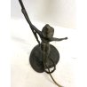 LAMPADA ABATJOUR OTTONE BRUNITO FIGURA DONNA PARALUME FLUTE STILE LIBERTY 48cm/h
