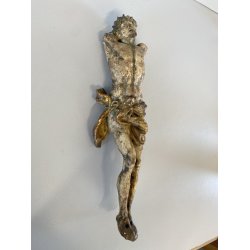 CRISTO CROCIFISSO LEGNO CORPUS CHRISTI DIPINTO POLICROMIA USURA BAROCCO XVII sec