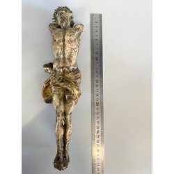 CRISTO CROCIFISSO LEGNO CORPUS CHRISTI DIPINTO POLICROMIA USURA BAROCCO XVII sec