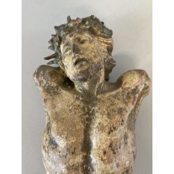 CRISTO CROCIFISSO LEGNO CORPUS CHRISTI DIPINTO POLICROMIA USURA BAROCCO XVII sec