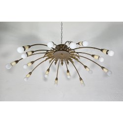LAMPADARIO ANNI 50/60 OTTONE 16 LUCI DESIGN SOSPENSIONE HANGING LAMP VINTAGE