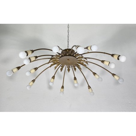 LAMPADARIO ANNI 50/60 OTTONE 16 LUCI DESIGN SOSPENSIONE HANGING LAMP VINTAGE