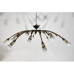 LAMPADARIO ANNI 50/60 OTTONE 16 LUCI DESIGN SOSPENSIONE HANGING LAMP VINTAGE
