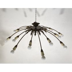 LAMPADARIO ANNI 50/60 OTTONE 16 LUCI DESIGN SOSPENSIONE HANGING LAMP VINTAGE