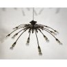 LAMPADARIO ANNI 50/60 OTTONE 16 LUCI DESIGN SOSPENSIONE HANGING LAMP VINTAGE
