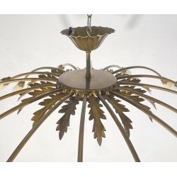 LAMPADARIO ANNI 50/60 OTTONE 16 LUCI DESIGN SOSPENSIONE HANGING LAMP VINTAGE