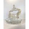 VASO CESTINO VETRO SOFFIATO MURANO Barovier&Toso INCLUSIONI FOGLIA ORO ø20cm '50