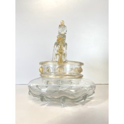 VASO CESTINO VETRO SOFFIATO MURANO Barovier&Toso INCLUSIONI FOGLIA ORO ø20cm '50