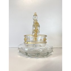 VASO CESTINO VETRO SOFFIATO MURANO Barovier&Toso INCLUSIONI FOGLIA ORO ø20cm '50