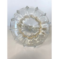 VASO CESTINO VETRO SOFFIATO MURANO Barovier&Toso INCLUSIONI FOGLIA ORO ø20cm '50