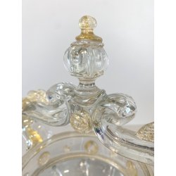 VASO CESTINO VETRO SOFFIATO MURANO Barovier&Toso INCLUSIONI FOGLIA ORO ø20cm '50