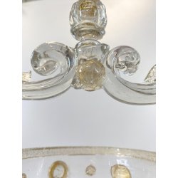 VASO CESTINO VETRO SOFFIATO MURANO Barovier&Toso INCLUSIONI FOGLIA ORO ø20cm '50