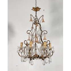 LAMPADARIO STILE MARIA TERESA ANNI 40 VETRO MURANO FERRO HANGING LAMP VINTAGE